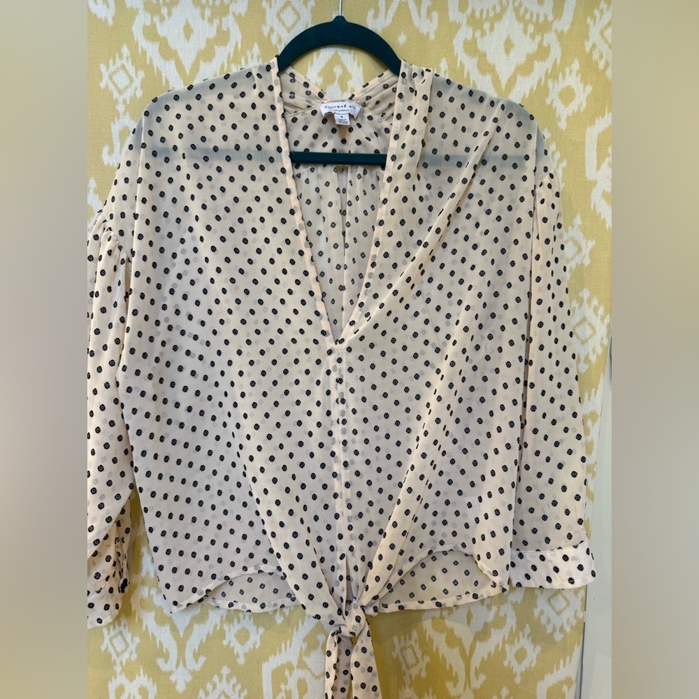Current Air Cream and Black Polka Dot Blouse